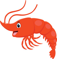 Cute lobster cartoon, isolated on white background