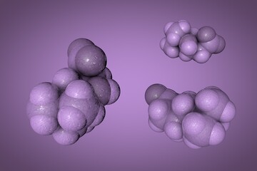 Levocarnitine or vitamin B11. Space-filling molecular model on very peri background. Vitamin complex. Medical background. Scientific background. 3d illustration