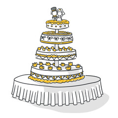 Strichfiguren / Strichmännchen: Hochzeitstorte. (Nr. 837)