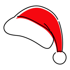 Logo navideño. Icono plano lineal gorro Papá Noel aislado © teracreonte