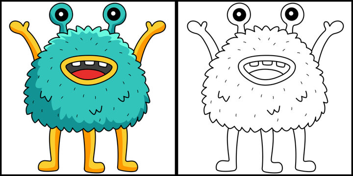 Talking Monster Coloring Page Colored Illustration