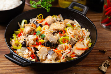 Chinese style cod, prepared in a wok