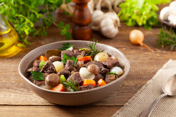 Classic burgundy goulash.