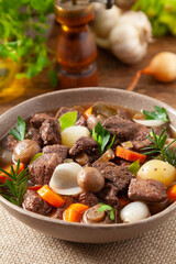 Classic burgundy goulash.