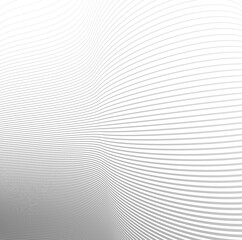 Light grey lines in 3D perspective vector abstract background, dynamic linear minimal design, wave lied pattern in dimensional and movement.
