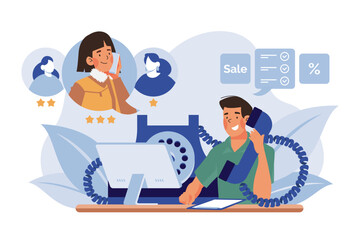 Salesperson calling by telephone to a potential customer