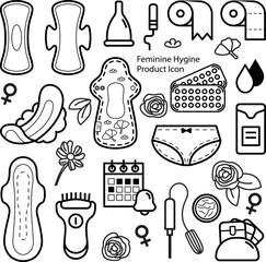 Feminine hygiene products icon editable line stroke.