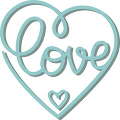 Obraz premium Handmade blue heart whit the word love, illustration