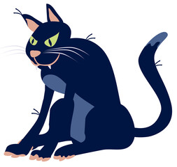 Halloween black cat character isolated