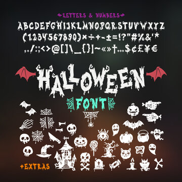 Halloween Vector Display Font with Extras