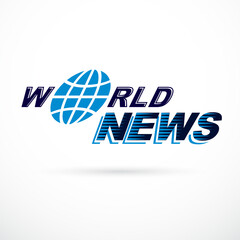 World news inscription, vector illustration. News and facts reporting .