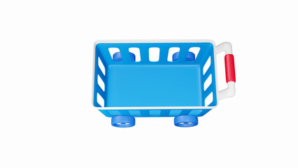 3D illustration Minimal shopping carts isolated on white background.illustration of empty supermarket shopping cart.