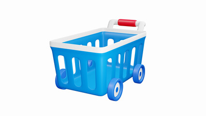 3D illustration Minimal shopping carts isolated on white background.illustration of empty supermarket shopping cart.