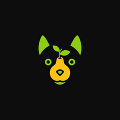 Dog face combination with pear. Logo design.