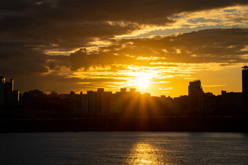 sunset over the river