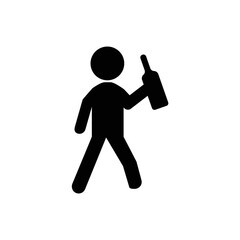 Silhouette of a man with a bottle of alcohol in his hands icon eps ten