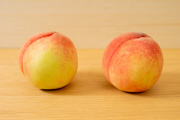 peach on a wooden table