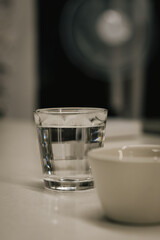 glass of water at the table in coffeeshop