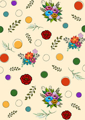 seamless pattern with flowers,Abstract drawing art multicolor pattern background textile design
