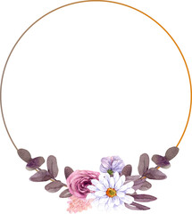 frame floral watercolor painting, PNG file