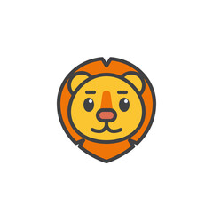 Lion cartoon face filled outline icon