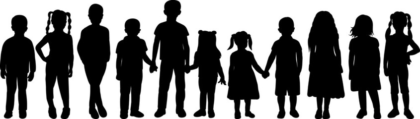 kids set boys and girls black silhouette