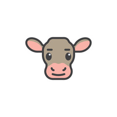 Cow cartoon face filled outline icon