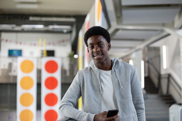 Portrait of African American male high school student