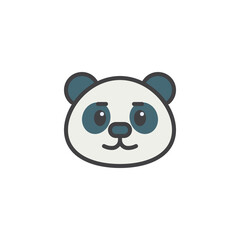 Cartoon panda face filled outline icon