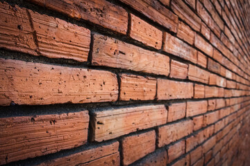 The walls built with clay bricks, old.