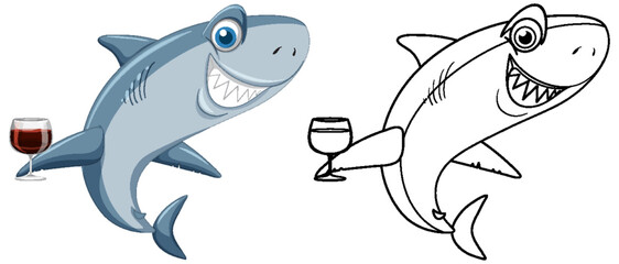 Doodle animal character for shark