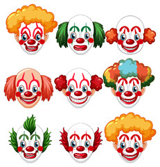 Set of clown facial expression