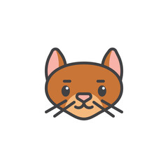 Cartoon cat face filled outline icon