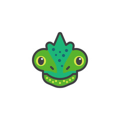 Lizard cartoon face filled outline icon