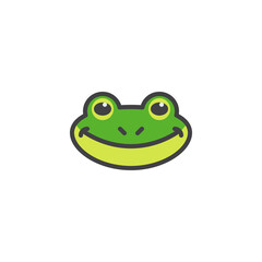 Frog cartoon face filled outline icon
