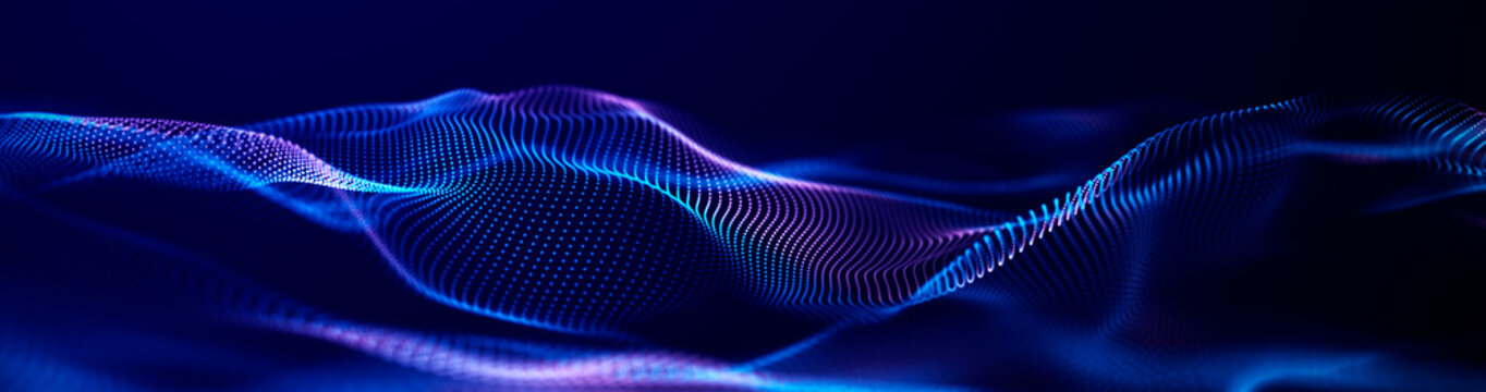 Futuristic point wave. Abstract background with a dynamic wave.Connecting background. Abstract wave. Artificial intelligence. Big data technology 3d rendering