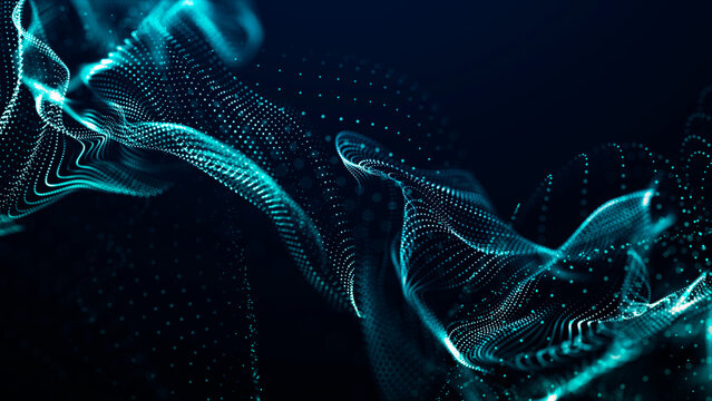 Futuristic point wave. Abstract background with a dynamic wave.Connecting background. Abstract wave. Artificial intelligence. Big data technology 3d rendering