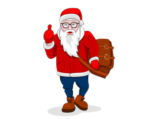 Modern fun hipster Santa Claus. Vector illustration for New Year party.