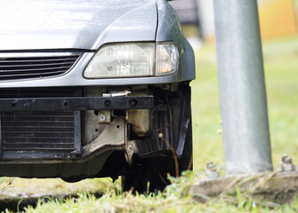 closeup car does not have front bumper