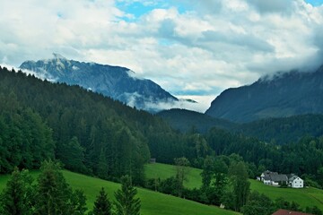 Fototapeta na wymiar Austrian Alps - view from Edlbach in the Windischgarsten area of the Haller Mauern