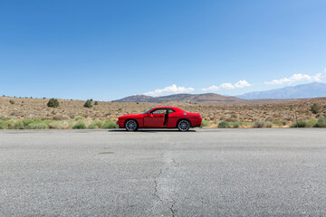 Dodge Challenger muscle car Road Sierra Nevada California