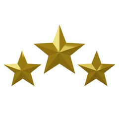 Gold three star. 3D rendering
