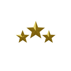 Gold three star. 3D rendering