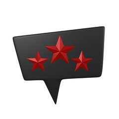 Red three star with speech bubble. 3D rendering