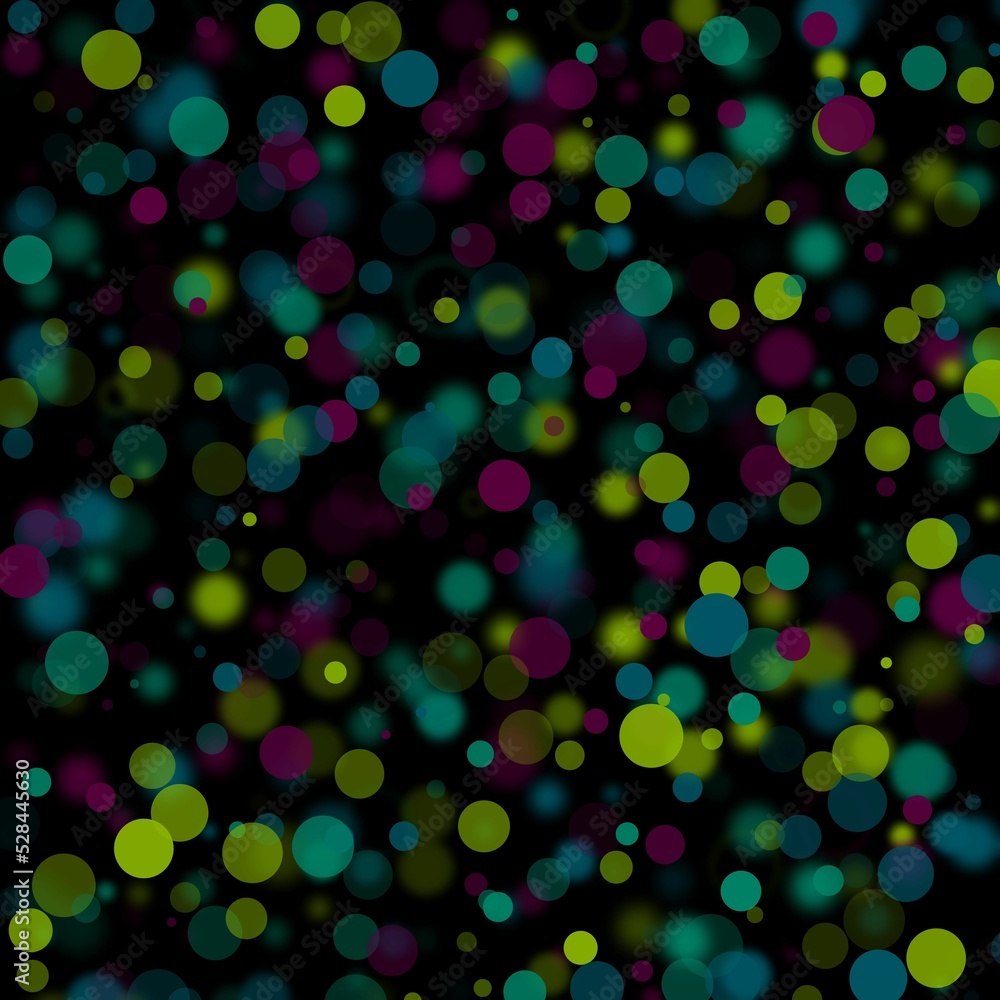 Poster illustration of an abstract light dots and blurred circles multicolored backdrop like bokeh spot