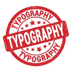 TYPOGRAPHY text written on red round stamp sign.