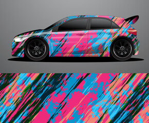 Obraz premium Rally car decal graphic wrap vector, abstract background