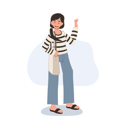 Laughing at funny things concept. woman smiling and laughing with open mouth. vector illustration