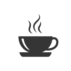 Cup of coffee vector icon design illustration silhouette isolated with coaster and steam icon