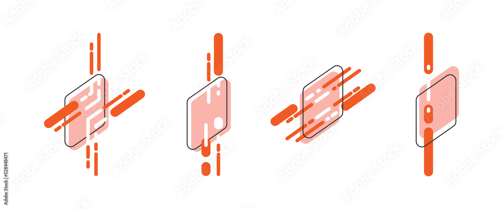 Fototapete creative abstract simple shape, dynamic geometric shapes compositions, flat and clean style, applica